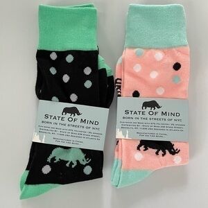 State of Mind women’s socks one size black green white 2 pack